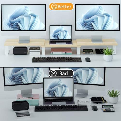 Large Dual Monitor Stand Wood T233