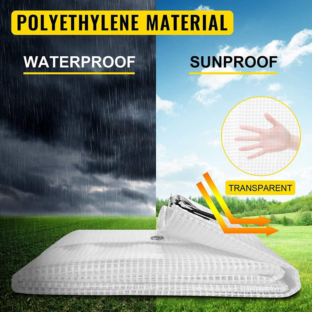 Clear Greenhouse Heavy Duty 14 Mil Waterproof Poly Tarp with Grommets (10 X 20 FT) V667807