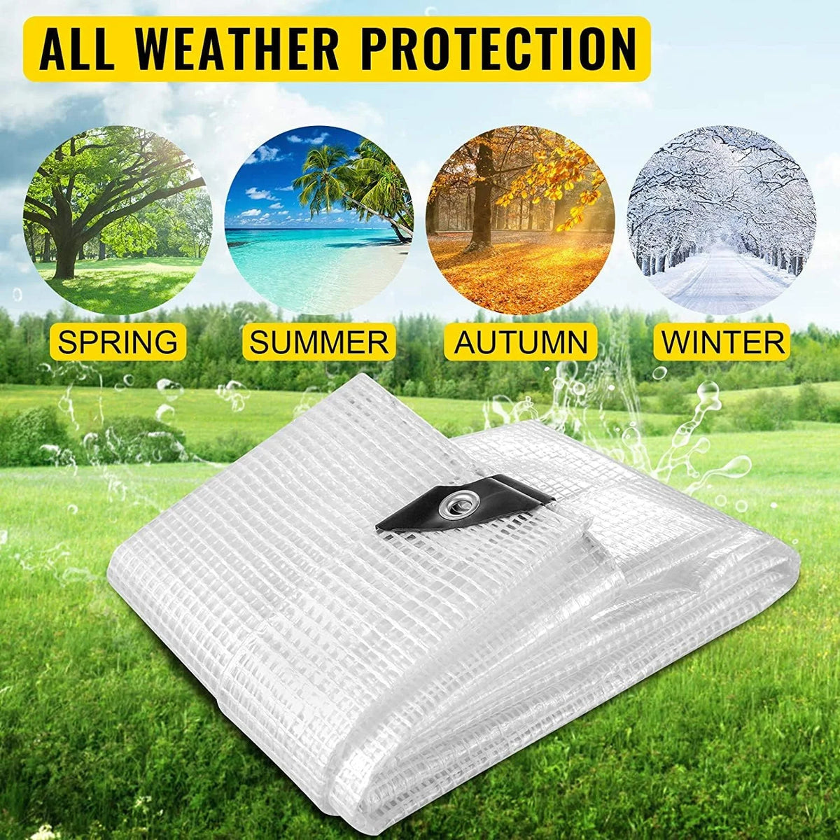 Clear Greenhouse Heavy Duty 14 Mil Waterproof Poly Tarp with Grommets (10 X 20 FT) V667807