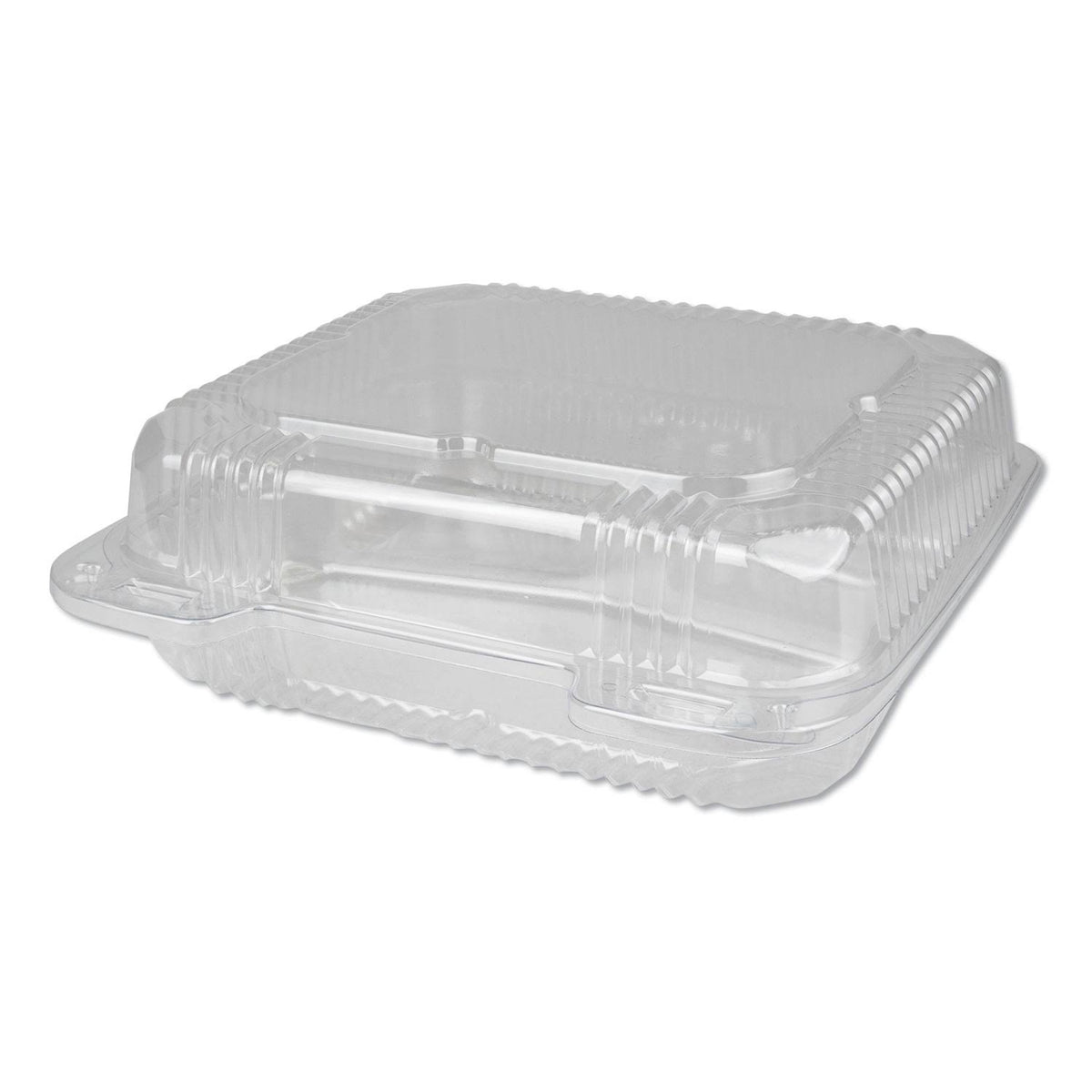 Clear 8 x 8 3-Compartment Plastic Hinged Containers Y67559