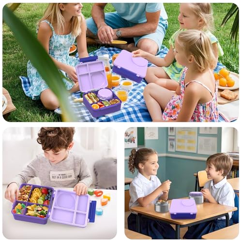 8oz Leak-Proof 4 Compartment Bento Lunch Box Set with Thermo Food Jar and Insulated Bag F819