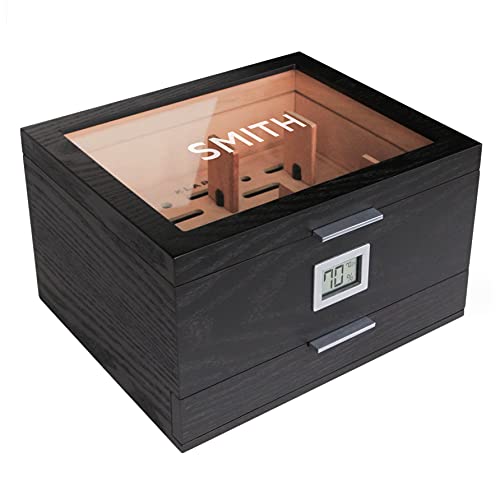 Glass Top Humidor with Cedar and Digital Hygrometer S365123