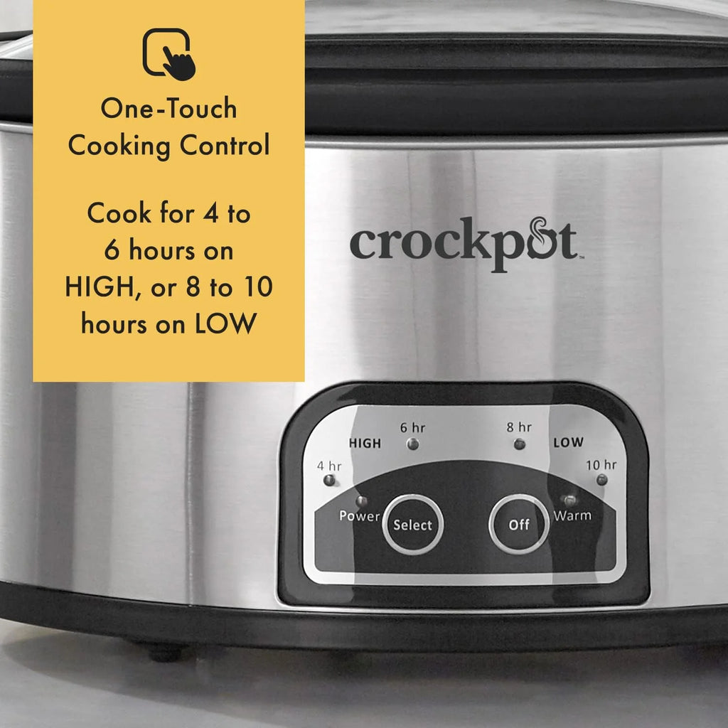 6 Quart Programmable Slow Cooker with Timer, Stainless Steel T188090