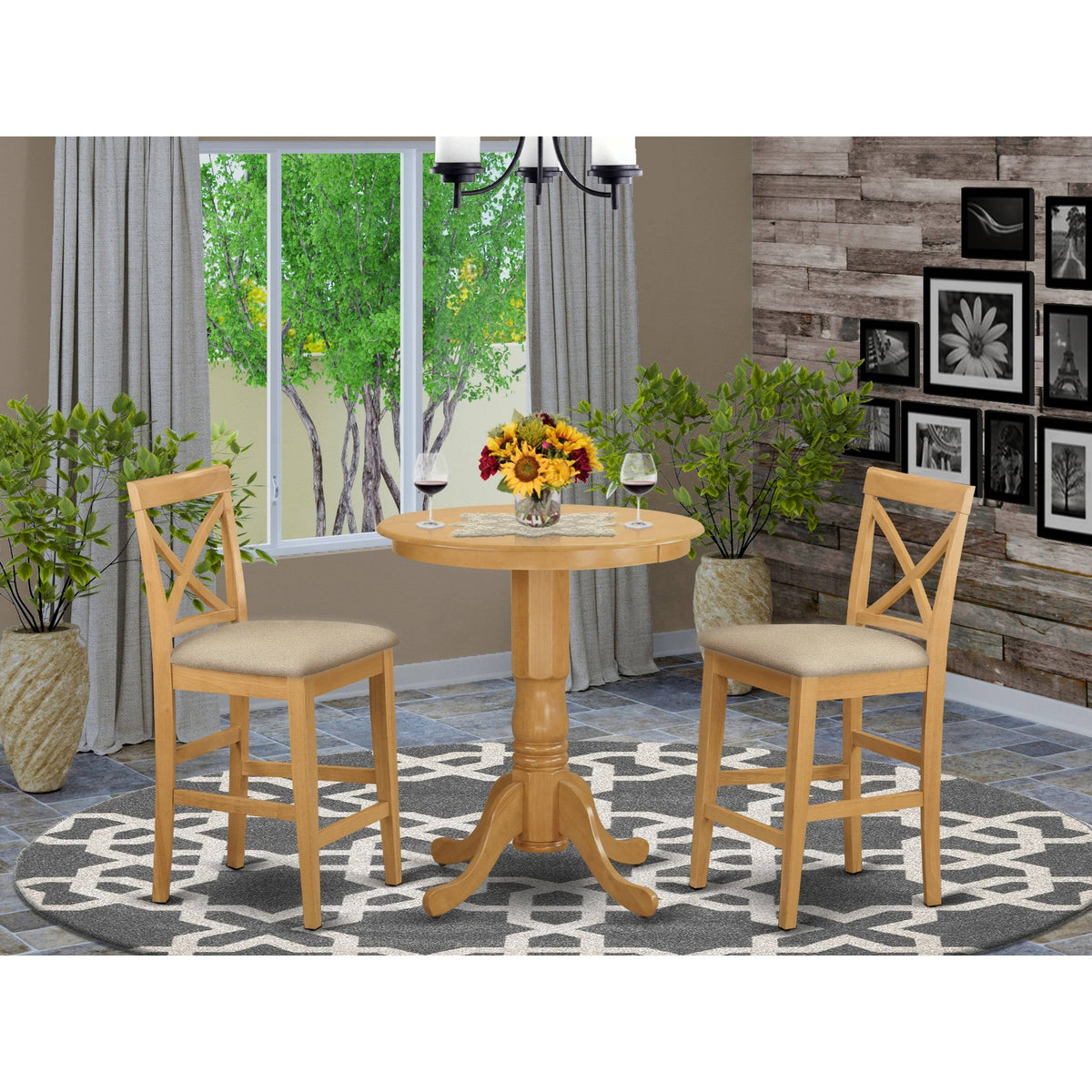 3 Piece Counter Height Table and 2 Chairs Set E2120