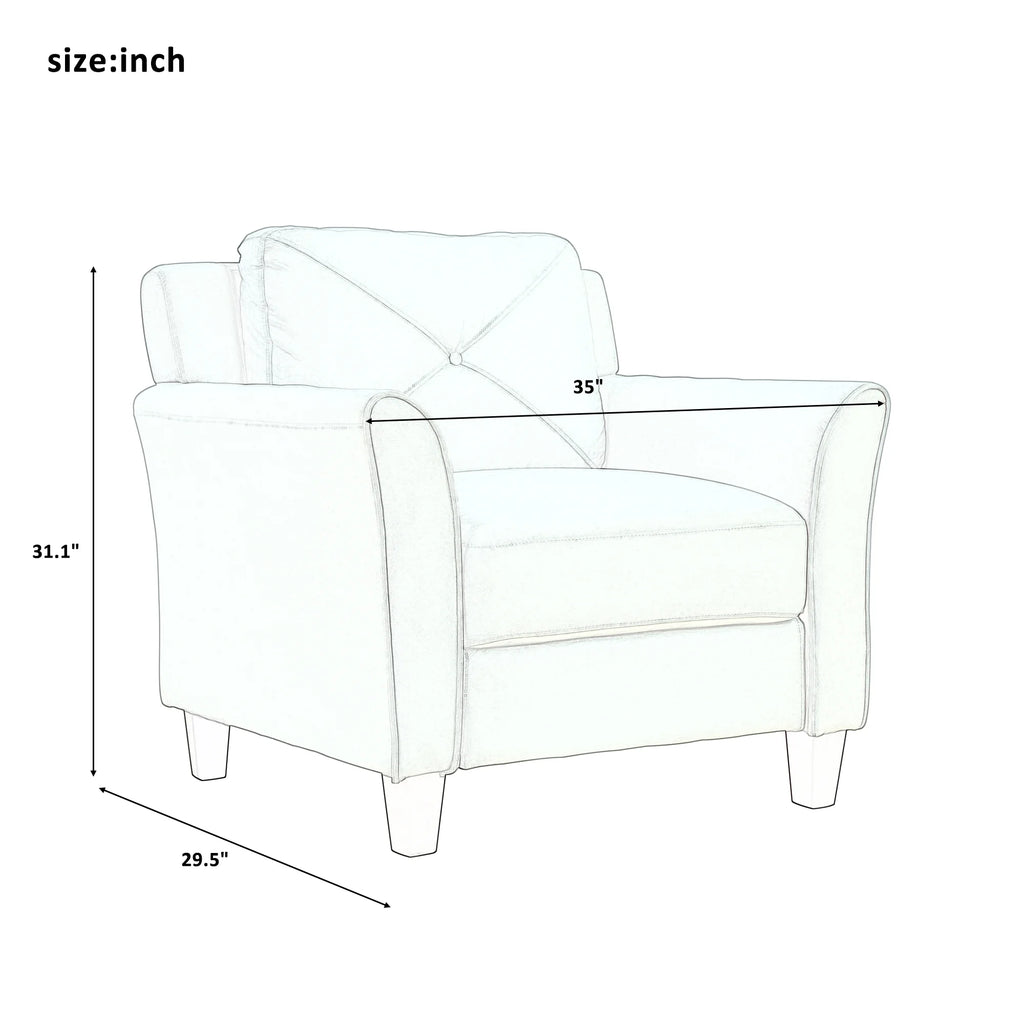 Grey 3 Piece Button Tufted Sectional Sofa Set D222832
