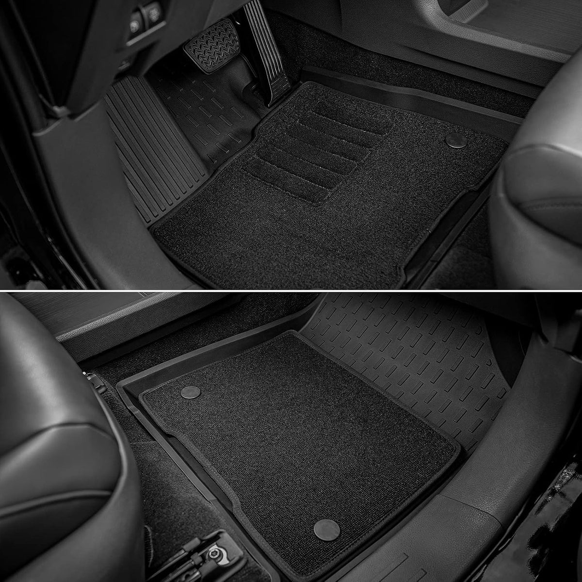 TPE All Weather Custom Fit Floor Liner for Toyota Sienna 8 Seat Full Set, Black Q804317