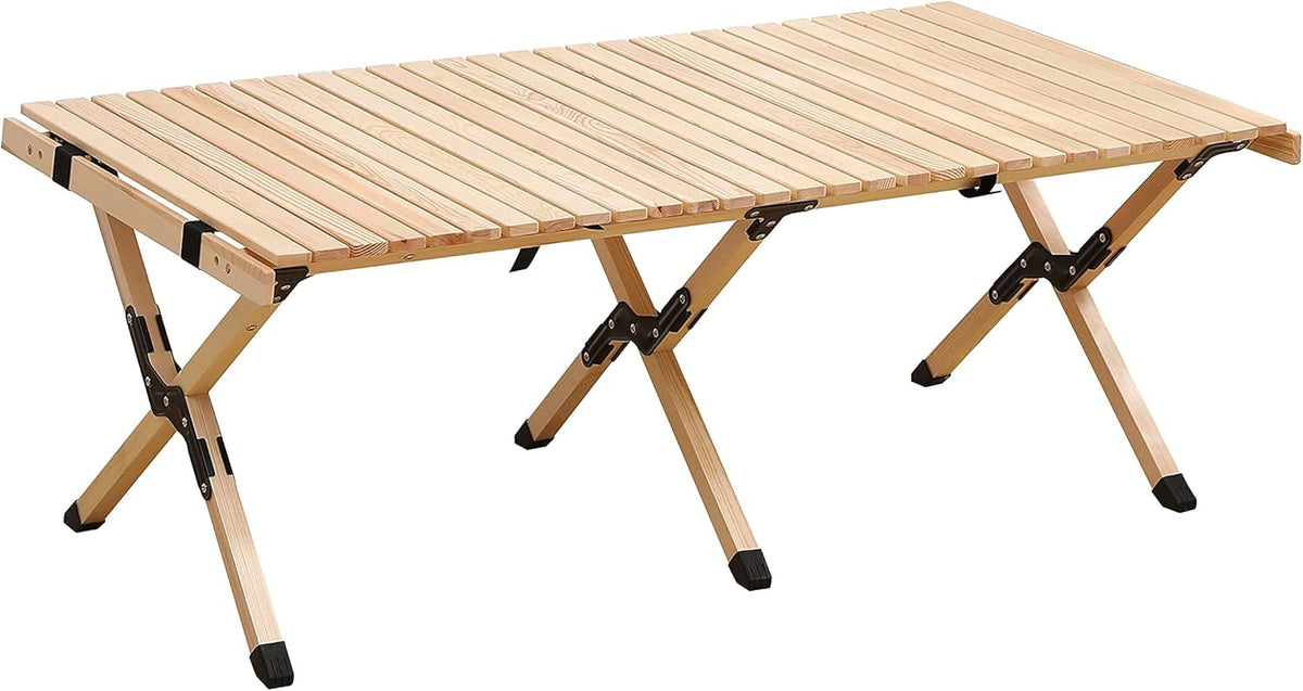 Wood Portable Foldable Camping Table with Carry Bag, Walnut, Small K412164