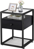 Brown Nightstand with Drawer and Shelf K980