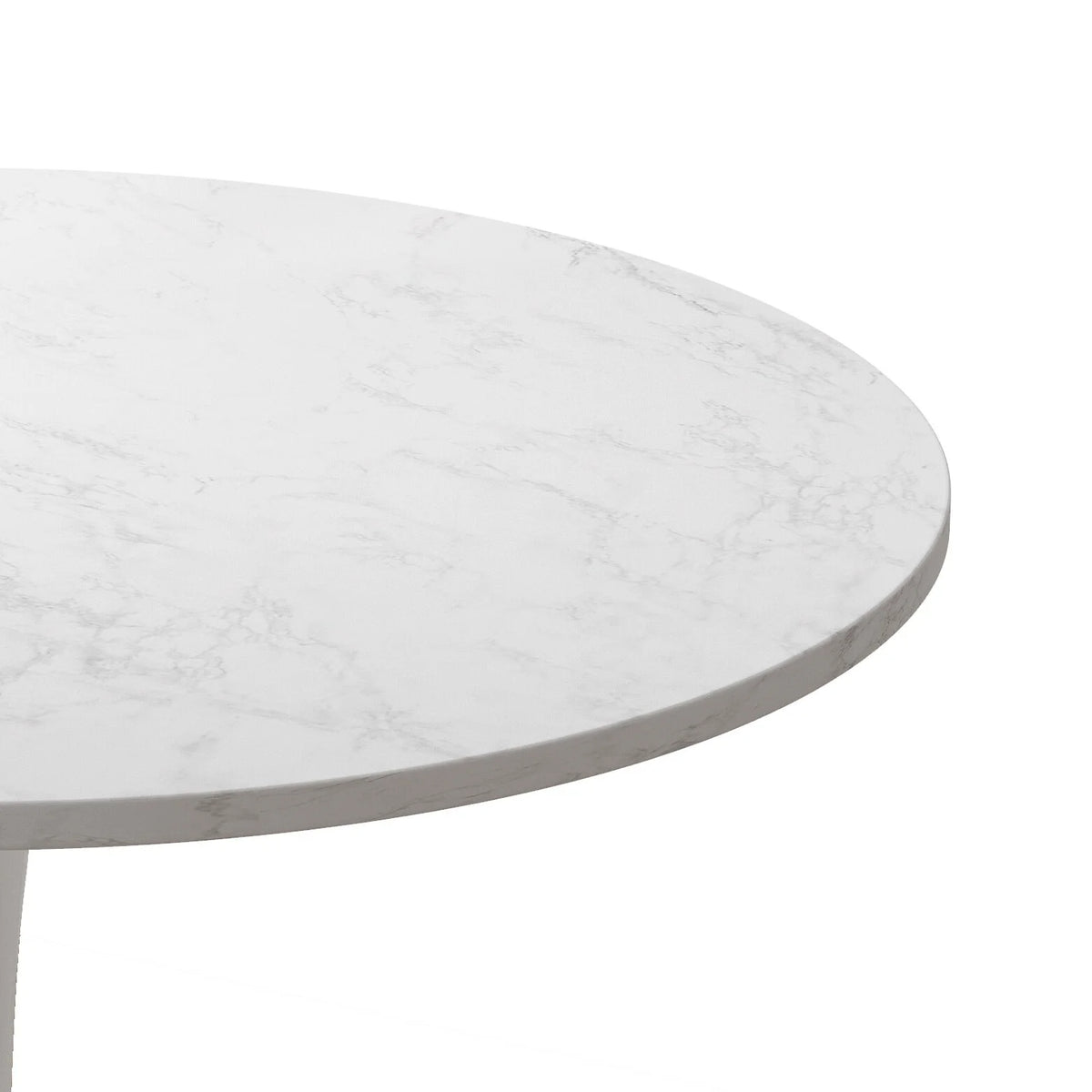 32" Round Marble White Dining Table with Metal Base W556