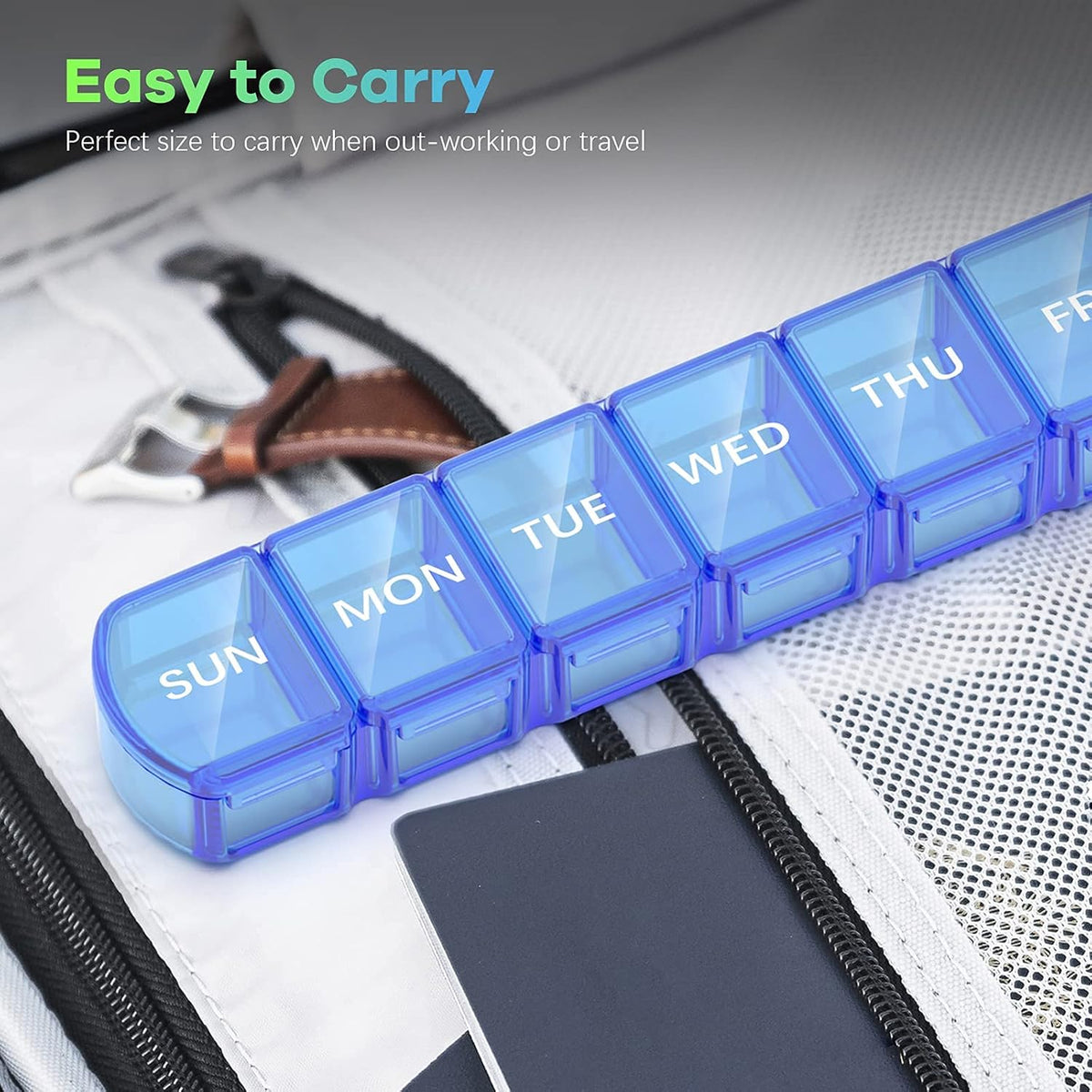 Blue+Green Extra Large Pill Organizer 2 Pack 7 Day Weekly Pill Case T3225