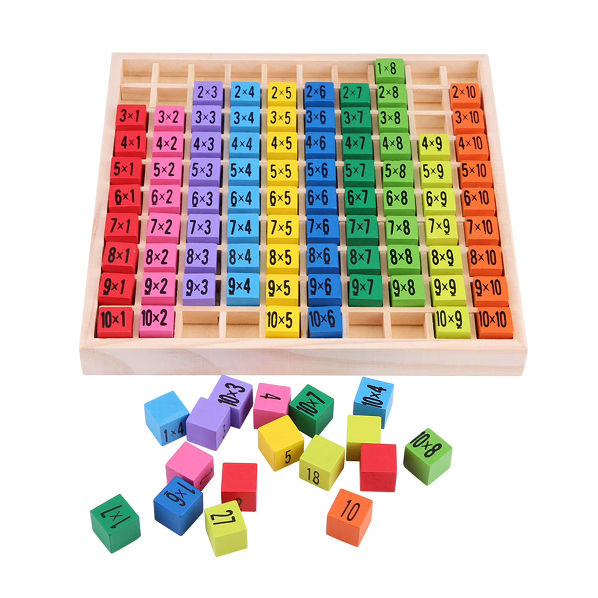 10 X 10 Wooden Multiplication Table Math Tray P4480