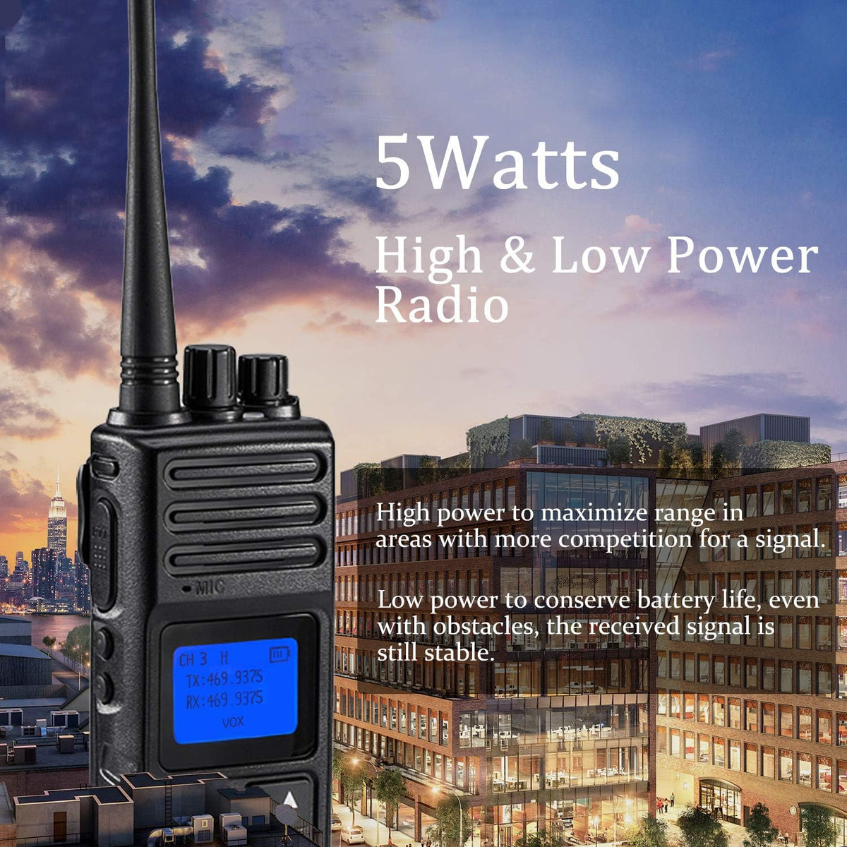 5 Watts UHF Programmable Handheld Two Way Radios 6 Packs M90936