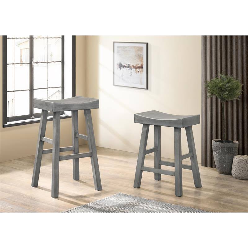Antique Gray Wood Saddle Stool (Set of 2) J86245