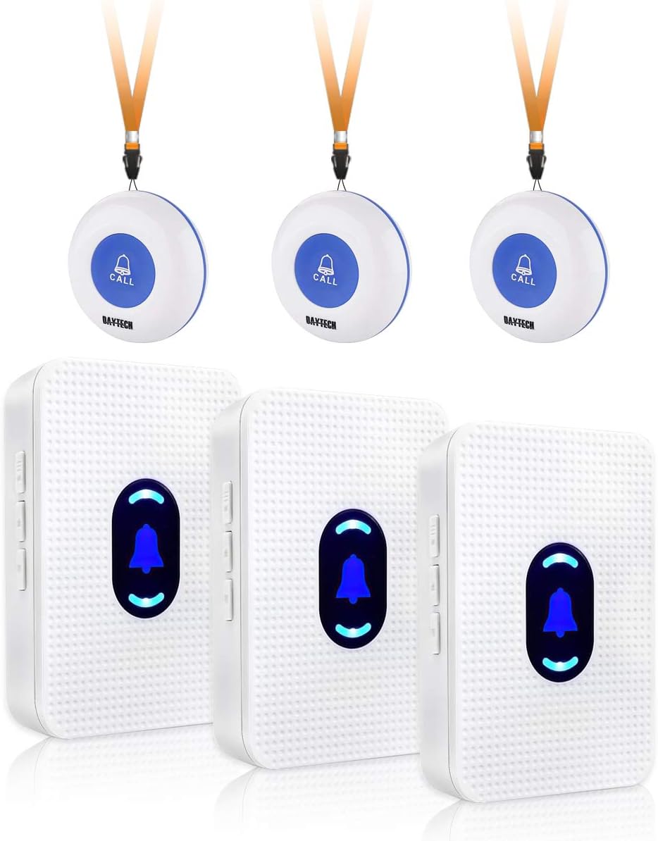3 Receiver+3 Call Buttons Caregiver Pagers Emergency Call Button Alert System S961