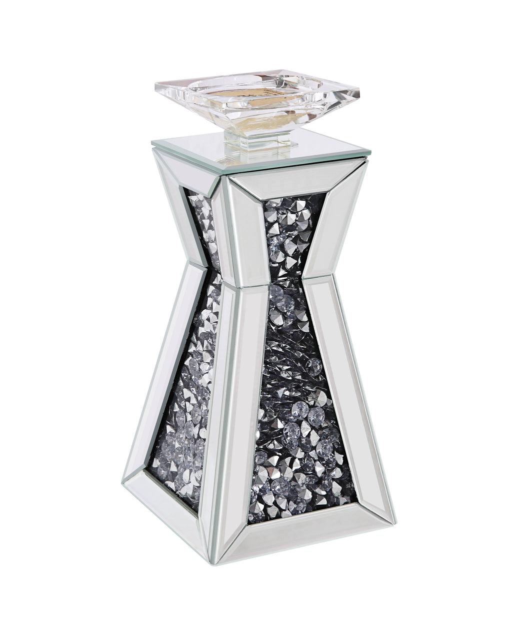 Clear Glass and Wood Candle Holder, Set of Two R9858