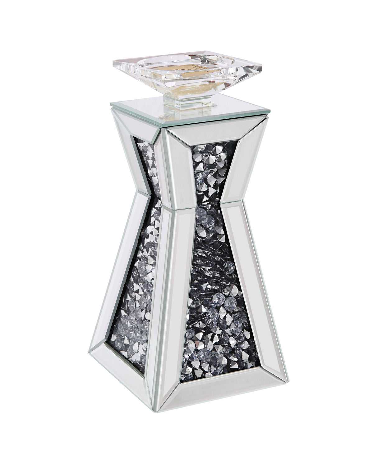 Clear Glass and Wood Candle Holder, Set of Two R9858