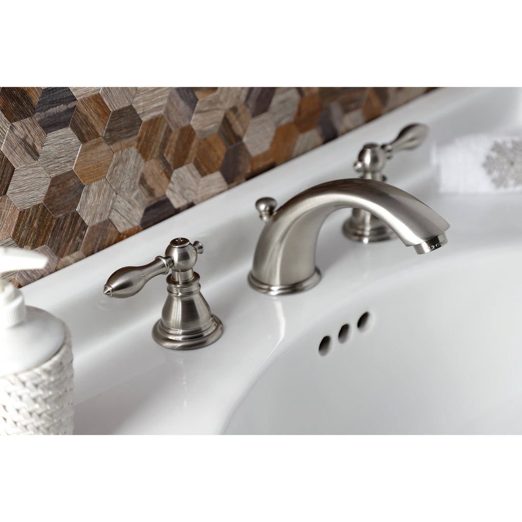 Brushed Nickel Widespread Bathroom Faucet with Pop-Up M72349
