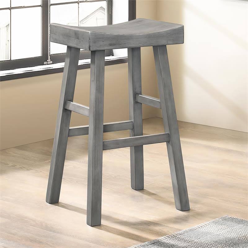 Antique Gray Wood Saddle Stool (Set of 2) J86245