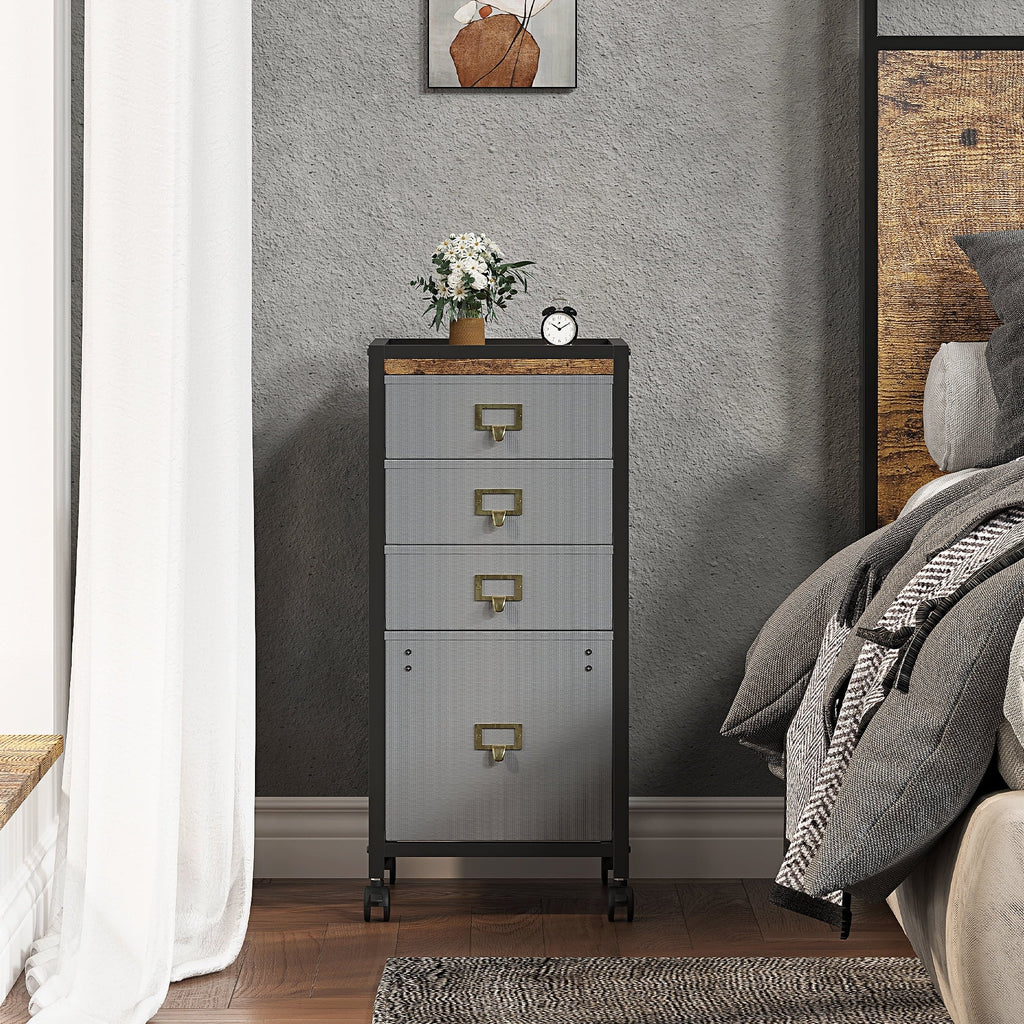4 Drawer Black Fabric File Cabinet C2025