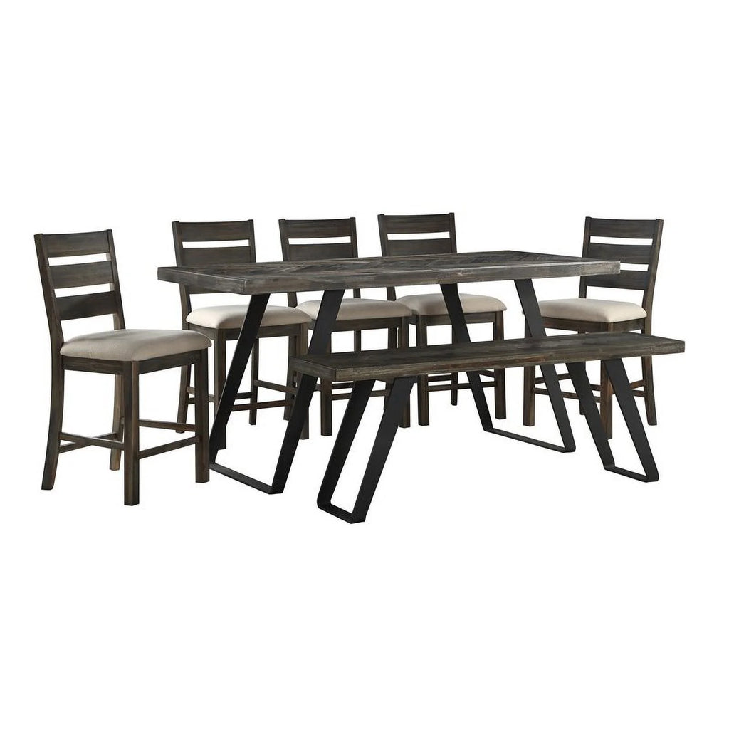 Wood Herringbone Counter Height Dining Table P4354