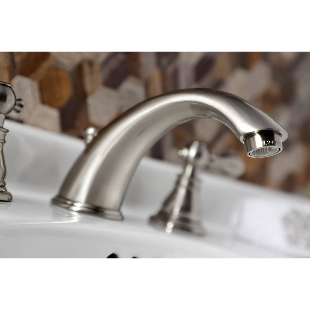 Brushed Nickel Widespread Bathroom Faucet with Pop-Up M72349