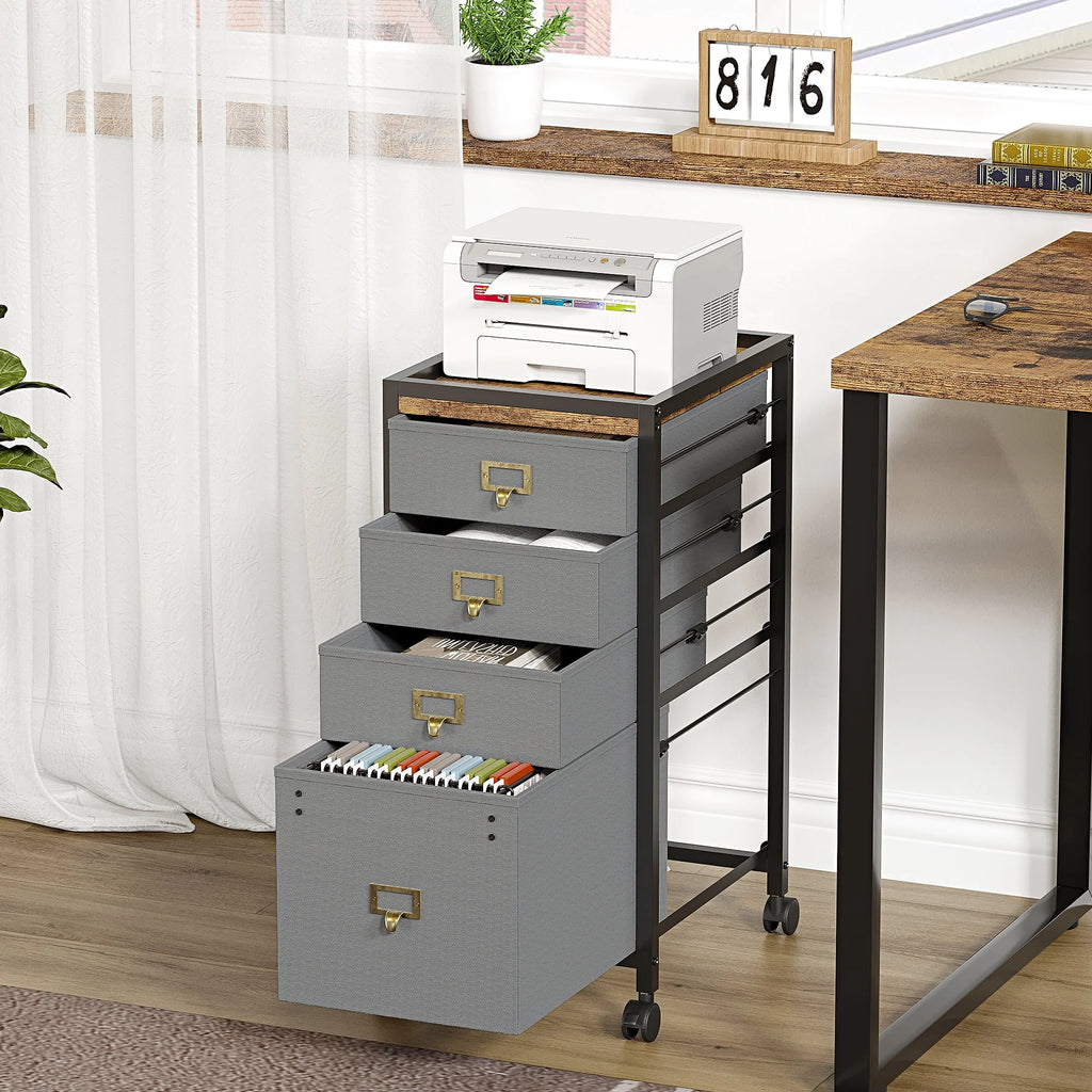 4 Drawer Black Fabric File Cabinet C2025