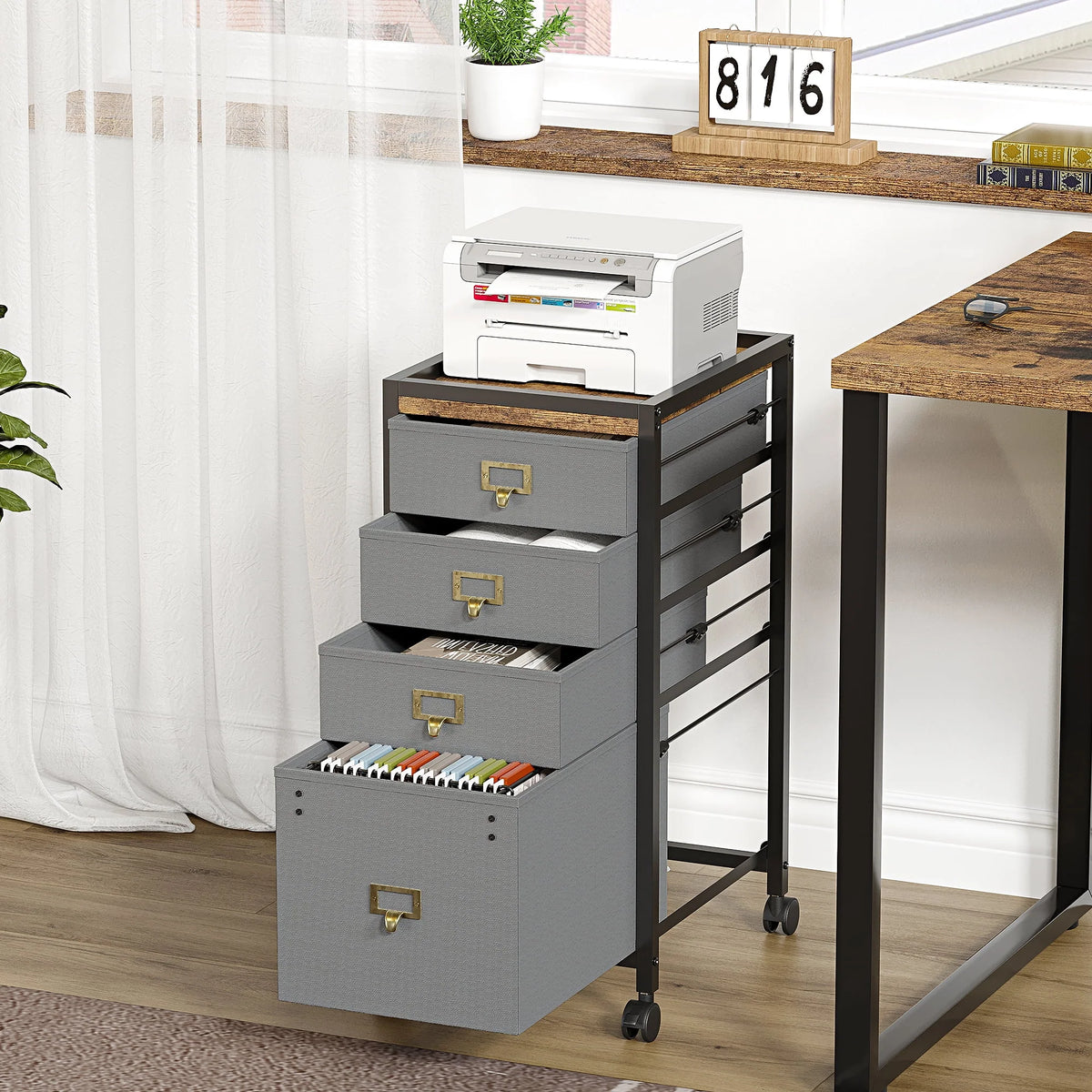 4 Drawer Black Fabric File Cabinet C2025