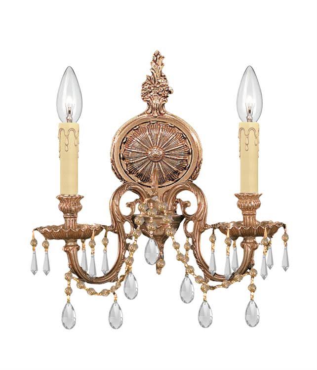 2 Light Crystal Cast Brass Wall Mount H928001