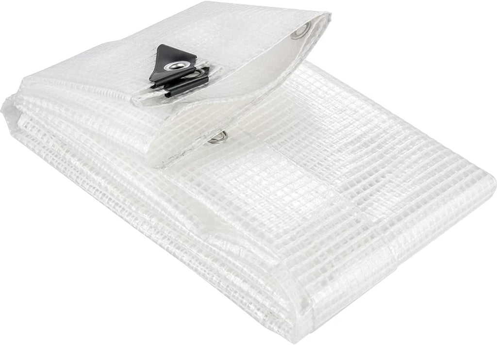 Clear Greenhouse Heavy Duty 14 Mil Waterproof Poly Tarp with Grommets (10 X 20 FT) V667807