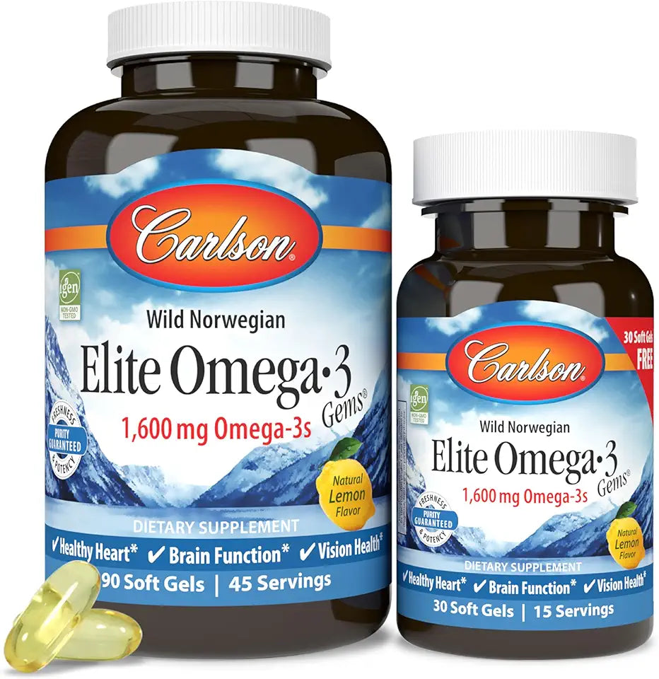 Omega 3 Fish Oil Capsules 1600 mg EPA & DHA 90+30 Softgels I31633