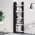 White 5-Corner Unit Display Shelves and Wooden Bookcase Q825