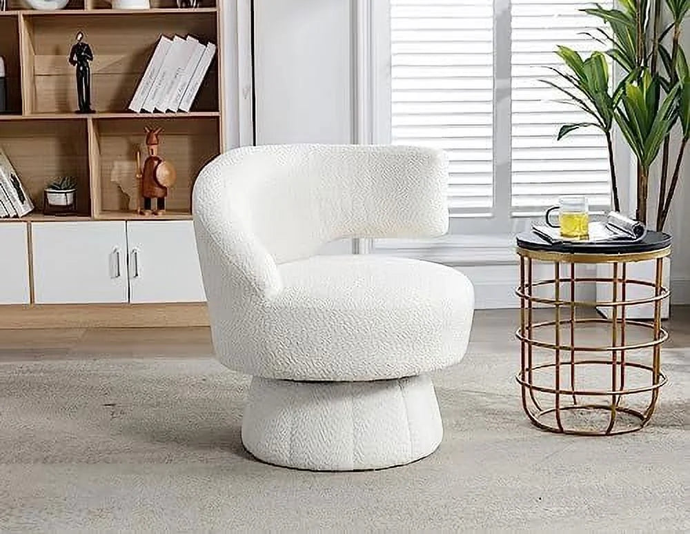 Swivel Barrel Chair Upholstered Accent Chair with Curved Back J5497