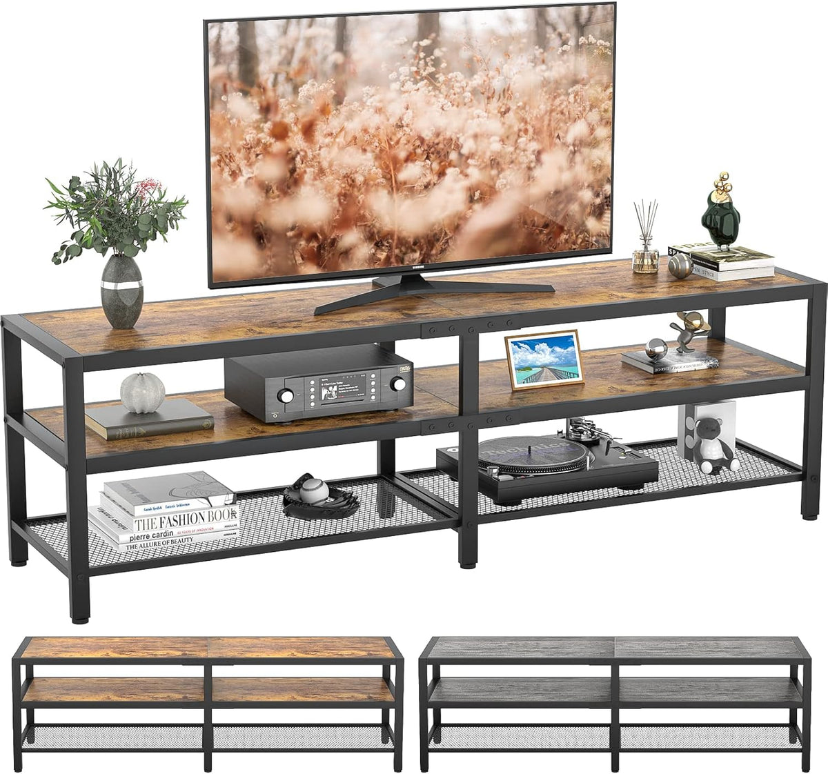 Rustic Brown and Gray Oak TV Stand Y908487