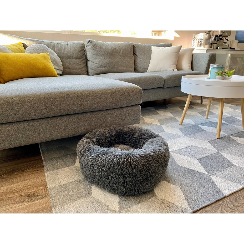 Dark Grey Round Donut Pet Bed Y95378