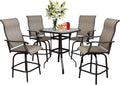 Swivel Bar Stools Set with All-Weather Metal Frame E9445