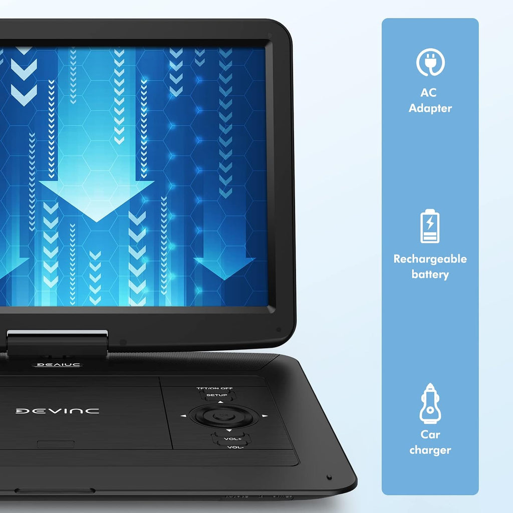 17.9" Portable DVD Player with 15.6" HD Swivel Screen, Rechargeable Battery, Remote Control S79679
