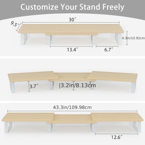 Large Dual Monitor Stand Wood T233