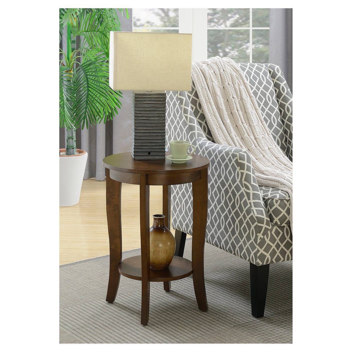 Round End Table Espresso M6298