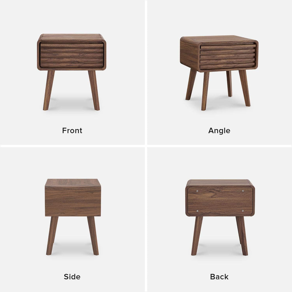 Walnut Side Table with Slatted Door T6916