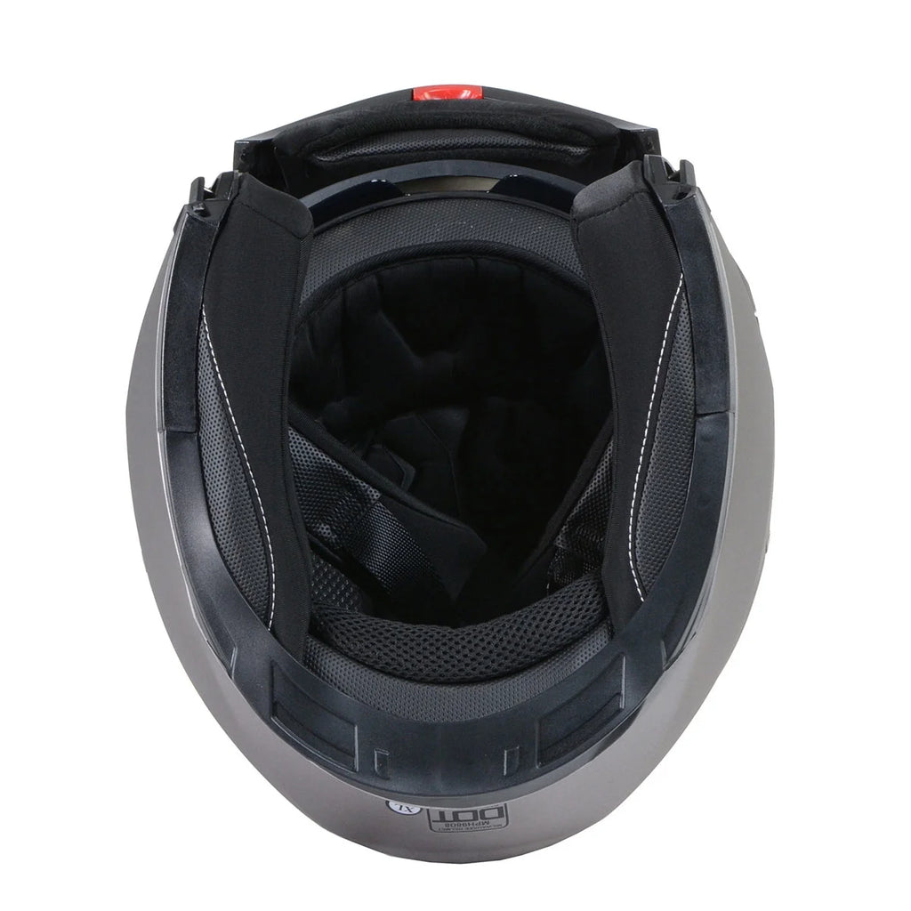 Silver Modular Motorcycle Helmet with Drop Down Visor V453