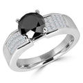 14K White Gold Black Diamond Engagement Ring Size 3.5 S6762