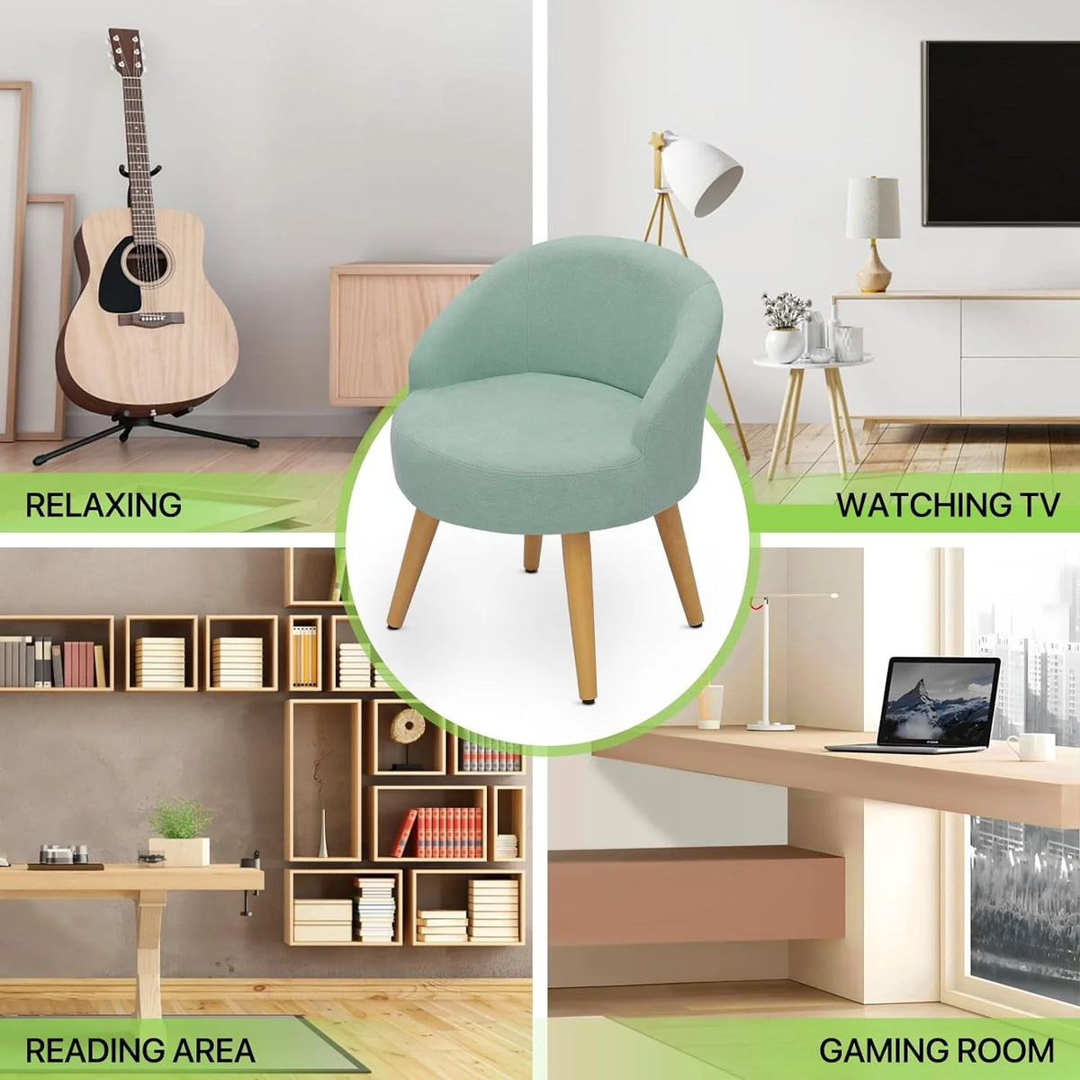 Blue Accent Chair with Wood Legs A5554