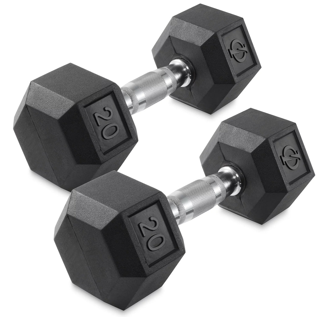 45 lb Pair Rubber Coated Hex Dumbbell O373267