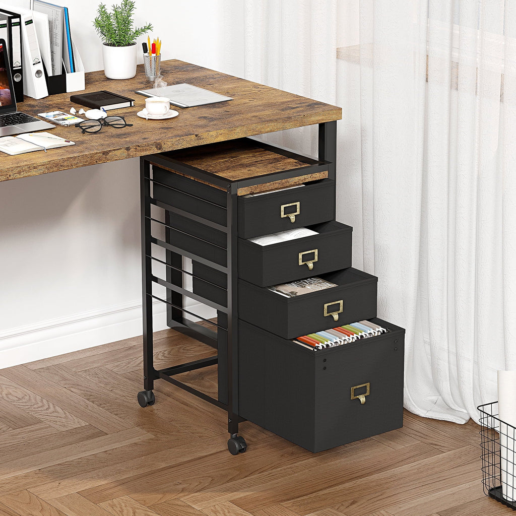 4 Drawer Black Fabric File Cabinet C2025
