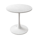 32" Round Marble White Dining Table with Metal Base W556