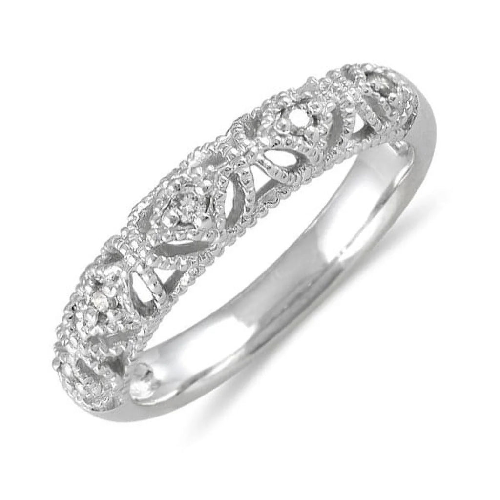 Antique Diamond Wedding Ring Band in White Gold S54093