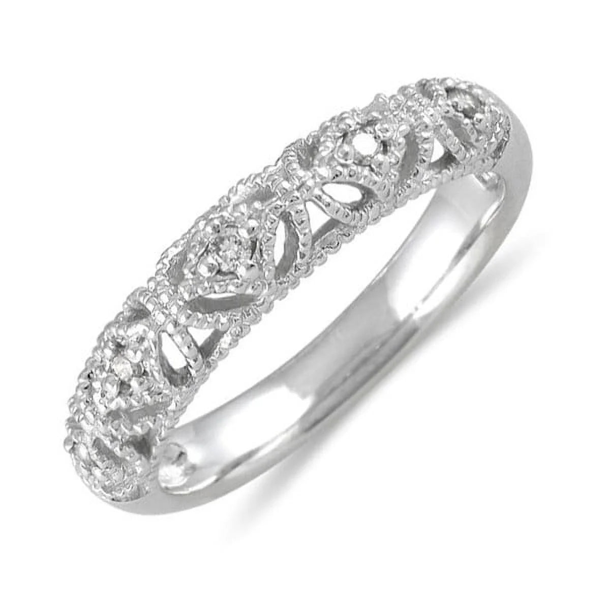 Antique Diamond Wedding Ring Band in White Gold S54093
