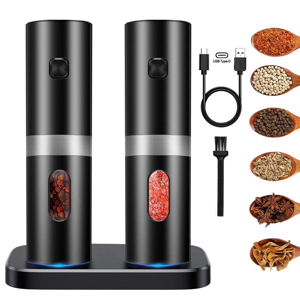 Electric Black Salt & Pepper Grinder USB Mill Z1287