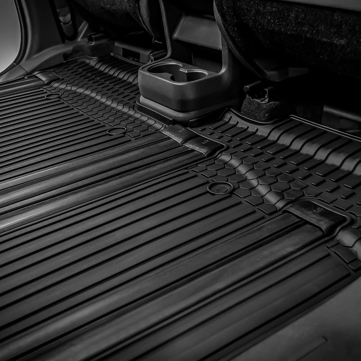 TPE All Weather Custom Fit Floor Liner for Toyota Sienna 8 Seat Full Set, Black Q804317