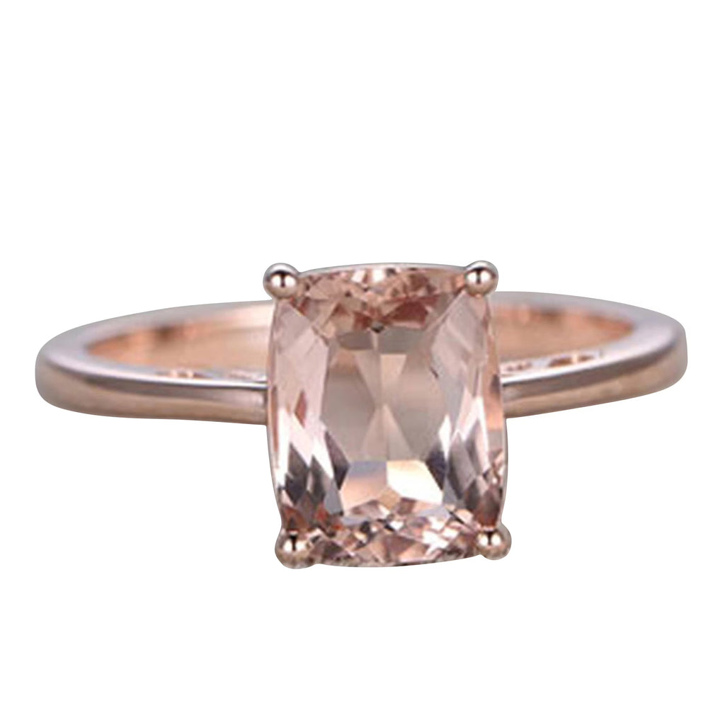 10mm Cushion Morganite 4 Carat Engagement Ring 10k Rose Gold Filigree N3342